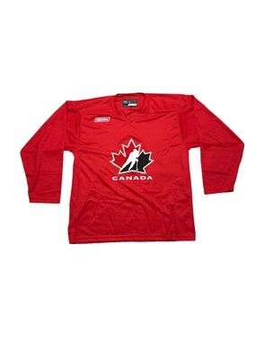 Bauer Red V-Neck Hockey Jersey with Black Label
